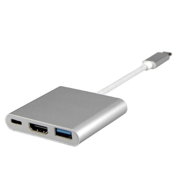 INF Multiport USB-C-adapter för USB, USB-C (USB PD), kompatibel med 4K HDMI, Silver