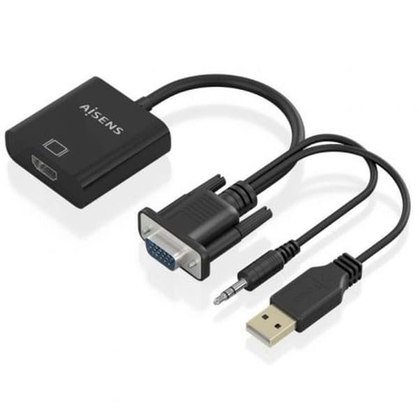 HDMI till VGA med Audio Adapter Aisens A115-0872 Svart 20 cm