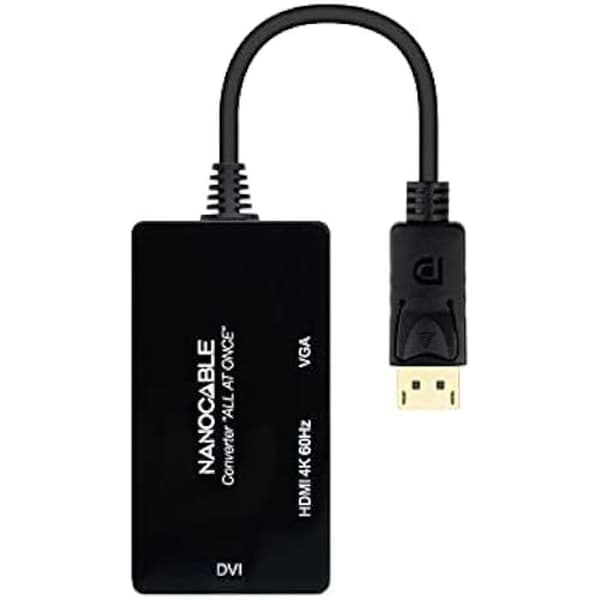 NANOCABLE 10.16.3301-ALL - DISPLAYPORT till HDMI/DVI/VGA-omvandlare, 20 cm, svart färg