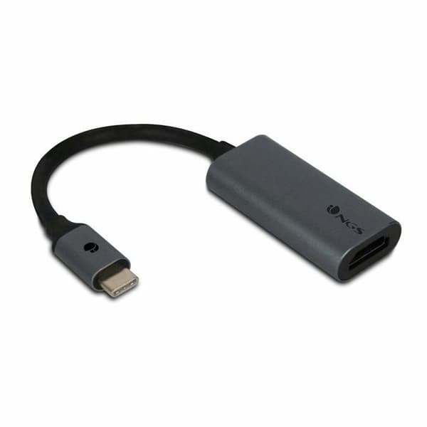 NGS WONDER HDMI - USB-C till HDMI-adapter kompatibel med 4K Ultra HD-video, med 10 cm kabel Svart, Grå