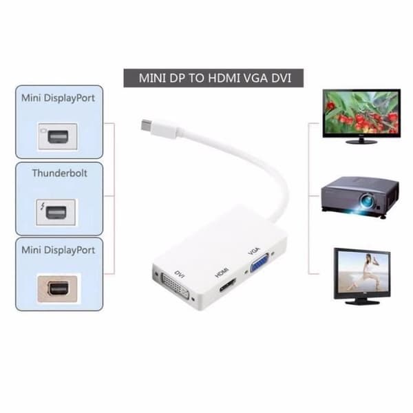 3 i 1 Thunderbolt Mini Display Port MINI DP hane till HDMI DVI VGA hona adapter kabelkonverterare för Apple MacBook Air Pr...