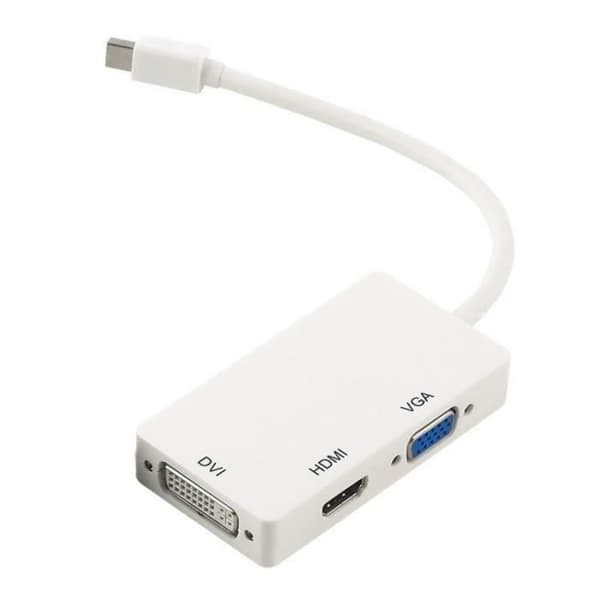 3 i 1 Thunderbolt Mini Display Port MINI DP hane till HDMI DVI VGA hona adapter kabelkonverterare för Apple MacBook Air Pr...