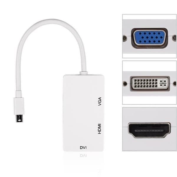 Mini Display Port till DVI VGA HDMI 3 i 1 Video Adapter Kabel
