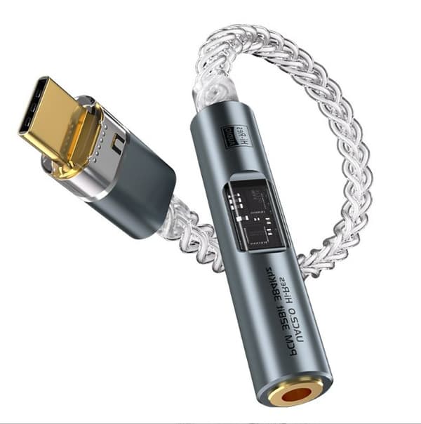INF BA23 USB-C til 3,5 mm lydkontakt-adapter med innebygd DAC