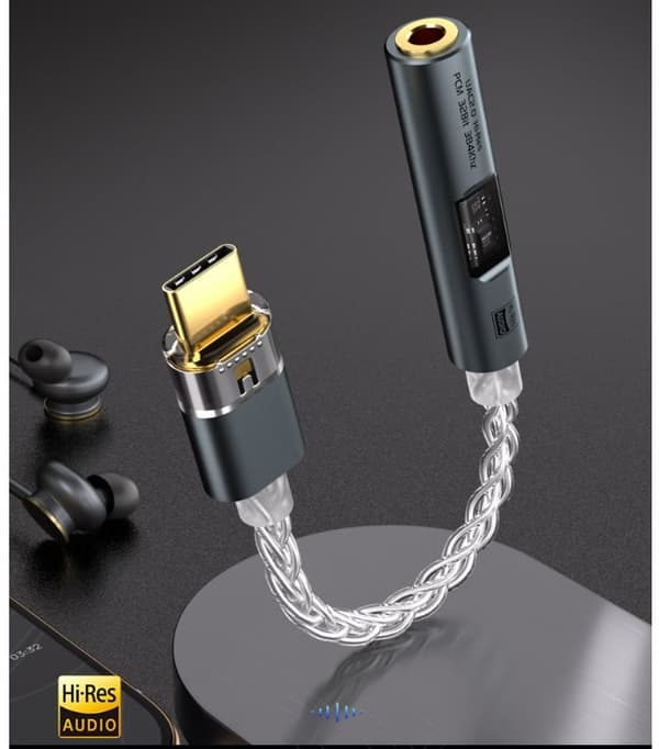 INF BA23 USB-C til 3,5 mm lydkontakt-adapter med innebygd DAC