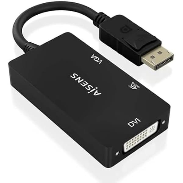 DisplayPort-omvandlare - AISENS - A125-0861 - VGA/DVI/HDMI - 4K vid 60 Hz - Svart 15 cm