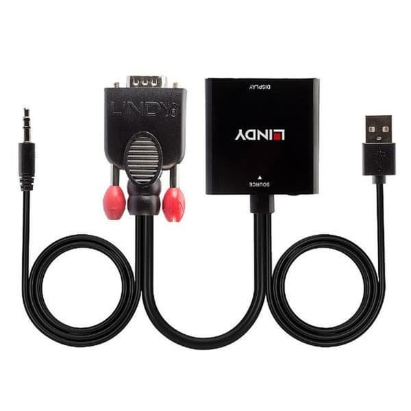 VGA - HDMI-adapteri audiolla LINDY 38284 Musta