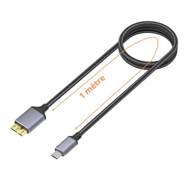 USB-C till Micro USB 3.0 kabel 1 meter för extern hårddisk kamera dator