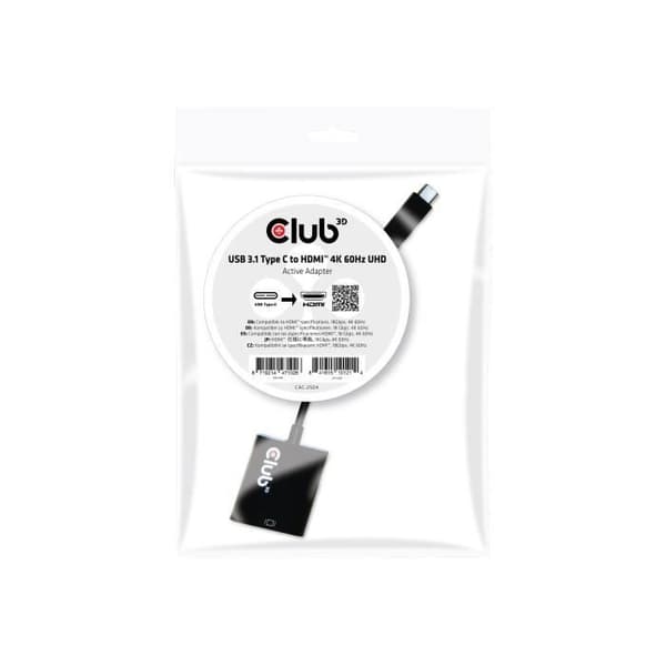 Club 3D USB 3.1 Typ C till HDMI 2.0 UHD 4K Active Adapter USB-C 3.1 HDMI extern videoadapter