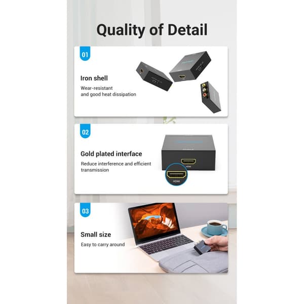 RCA til HDMI-Adapter Vention AEFB0 Svart