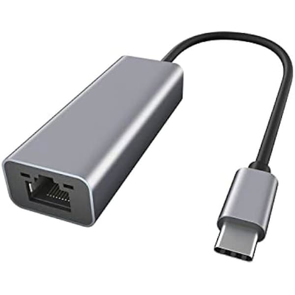 Ewent 1000Mbps USB C Gigabit Ethernet-adapter, typ USB-C till RJ45 LAN-nätverkskort för PC, Mac, iPad Pro 2020 Huawei Svart, Grå