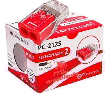 Selvspændende stik 2x2,5 PC 212S 100stk