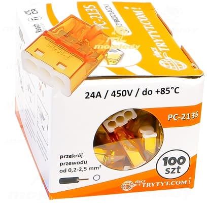 Självspännande kontakt 3x2,5 PC 213S 100st