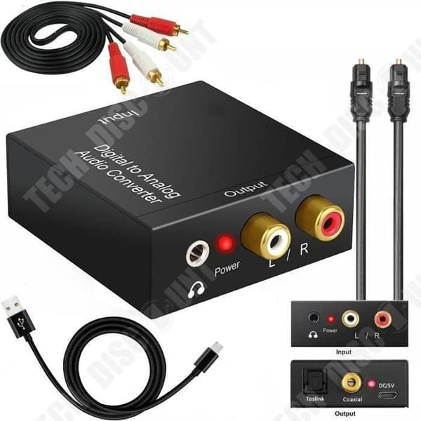 TD® Analog Digital Audio Signal Converter Big Shell Digital Fiber Koaxial till L - R 3,5 mm kanal - AV-adapter