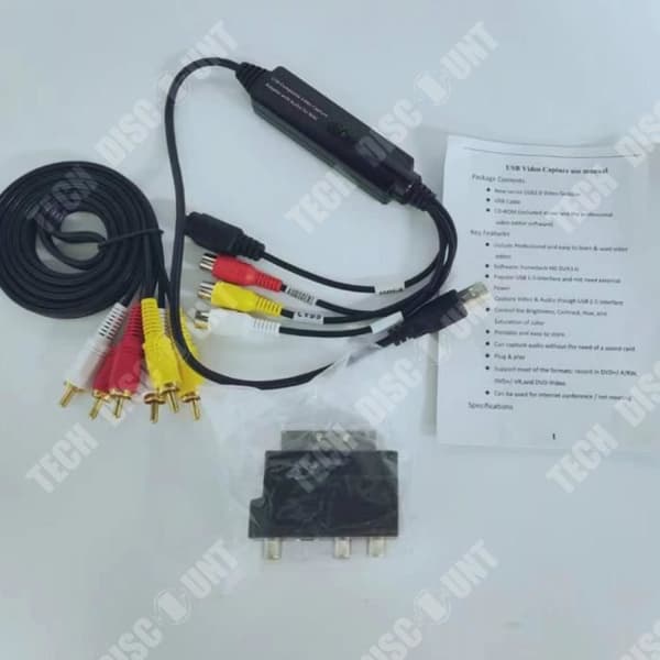 TD® USB2.0 VHS till DVD-ljudvideokonvertering RCAScart RCA-ljudinspelningskortadapter