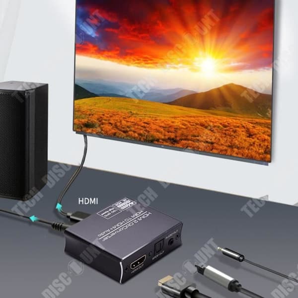 TD® 4K60PS5 HDMI Audio Splitter till Fiber Optic 5.1 Hörlurar Audio Splitter 3.5 Ansluten till Audi Power Amplifier