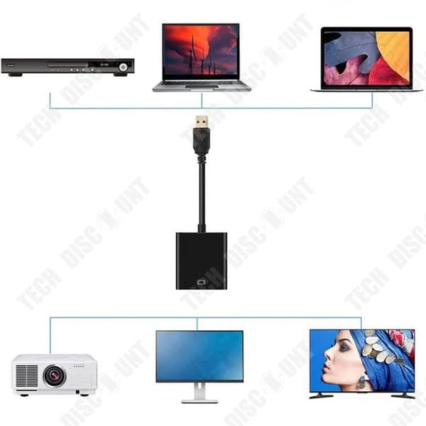 TD® USB3.0 till HDMI Adapterkabel med Player Converter Black High Definition Audio Multi-Format Output utan spelare
