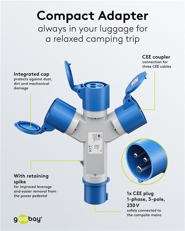 CEE-adapter, CEE-stik til 3x CEE-udtag