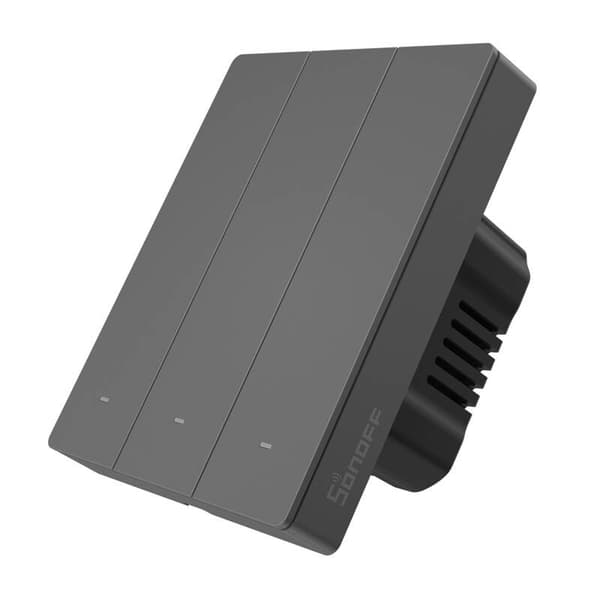 Smart WiFi veggbryter SONOFF M5-3C-80 (3-kanals, for ramme, grafitt)