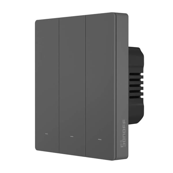 Smart WiFi veggbryter SONOFF M5-3C-80 (3-kanals, for ramme, grafitt)