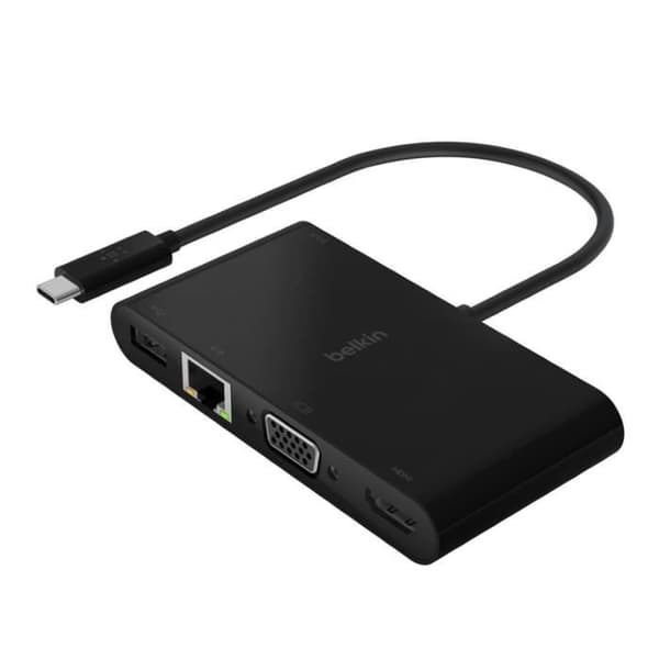 Belkin USB Hub 4 i 1 USB-C HUB (100W PD, HDMI, VGA, RJ45, USB-A)