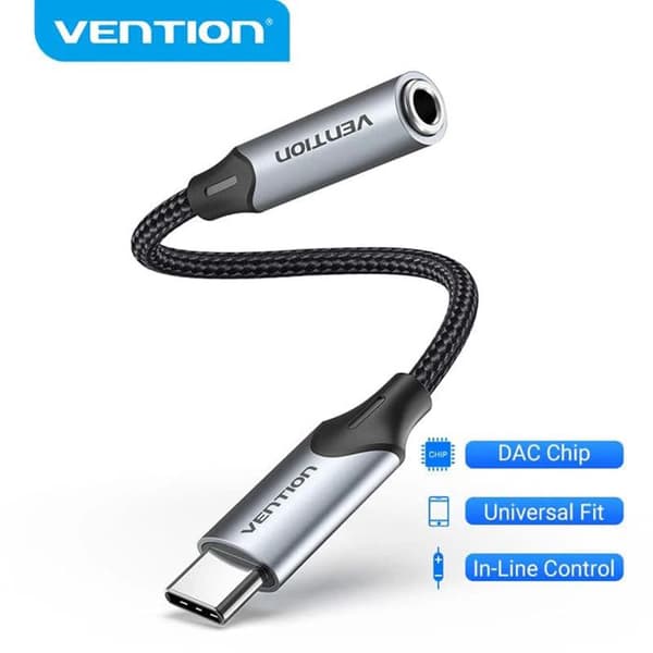 Ljudadapter Type-C till 3,5 mm jack 3,5 mm, DAC - Vention (BGMHA) - Grå