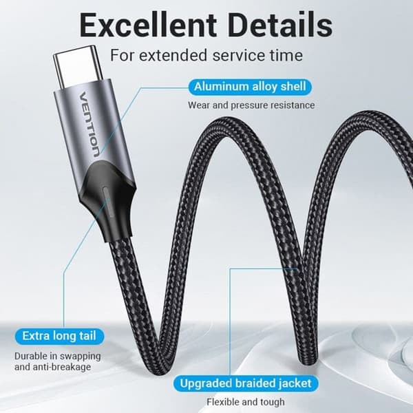 Ljudadapter Type-C till 3,5 mm jack 3,5 mm, DAC - Vention (BGMHA) - Grå