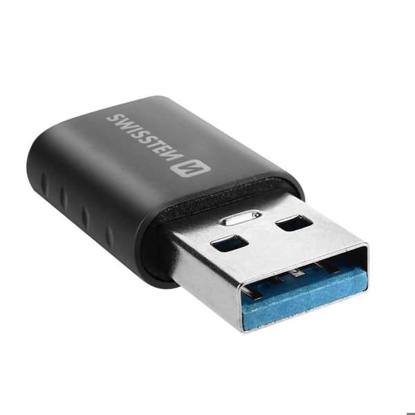USB 3.0 till USB-C-adapter Swissten - Överföring och laddning - Svart