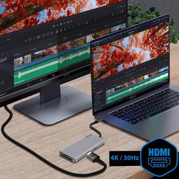 USB-C Hub 3x USB 1x HDMI 1x USB-C 1x 1 Micro-SD / SD Compact Akashi Grey