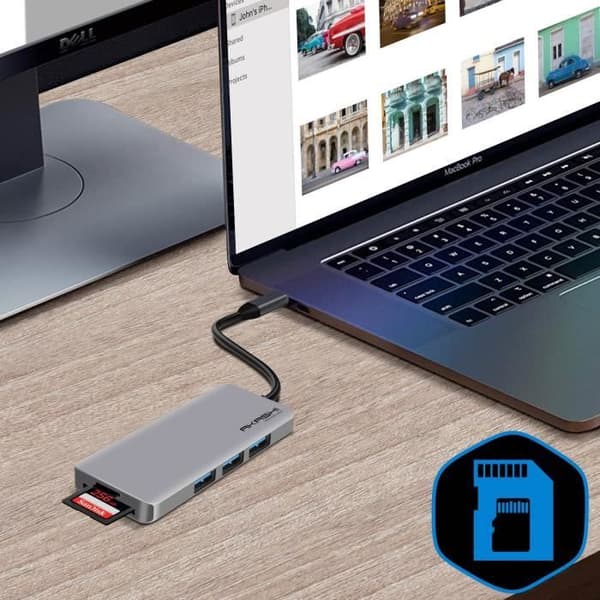 USB-C Hub 3x USB 1x HDMI 1x USB-C 1x 1 Micro-SD / SD Compact Akashi Grey