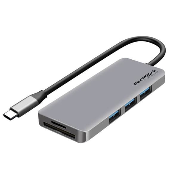 USB-C Hub 3x USB 1x HDMI 1x USB-C 1x 1 Micro-SD / SD Compact Akashi Grey