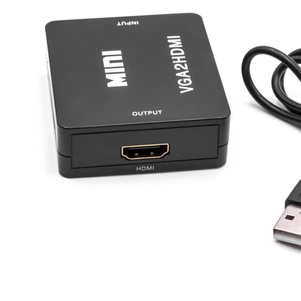 vhbw Adaptör - VGA till HDMI-konverter för TV, PC, bärbar dator och andra skärmar; svart