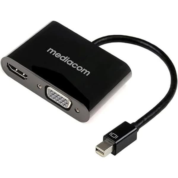 Adapter - Mediacom - Mini Display Port HDMI 4K + VGA - Videokonvertering - Vit