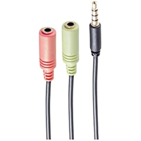 Y-adapter - Shiverpeaks - TRRS 3,5 mm - 2 ljuduttag - Stereo ljud + mikrofon - Svart