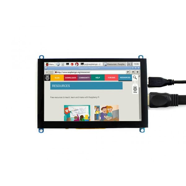 Skärm för Raspberry Pi 5"" 800x480 med kapacitiv pekskärm