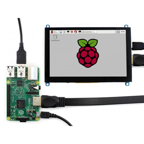 Skärm för Raspberry Pi 5"" 800x480 med kapacitiv pekskärm
