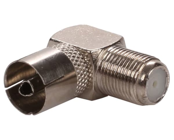 RF TV-antennestik til F-stik, vinklet, metal