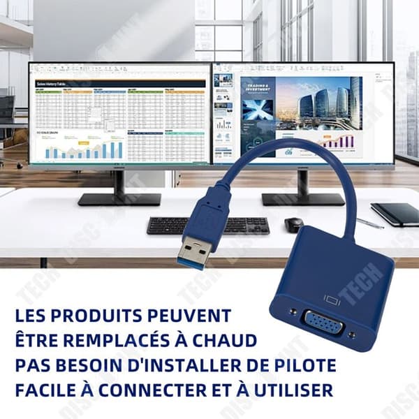 TD Adapter USB till VGA adapter pc laptop full hd externt grafikkort multidisplay videokonverterare för win 7810 ingen cd-enhet behövs