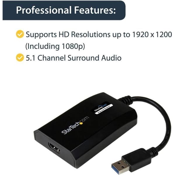 StarTech.com USB 3.0 till HDMI-videoadapter för Mac/PC - DisplayLink-certifierat externt grafikkort - 1080p (USB32HDPRO)