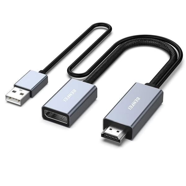 HDMI till DisplayPort-adapter - BENFEI - 4K 60Hz-omvandlare - PS5-kompatibel - Xbox - Grå