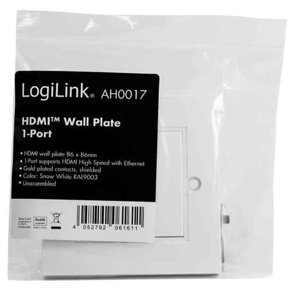 HDMI frontplatta, 2x HDMI hona-HDMI hona, vit