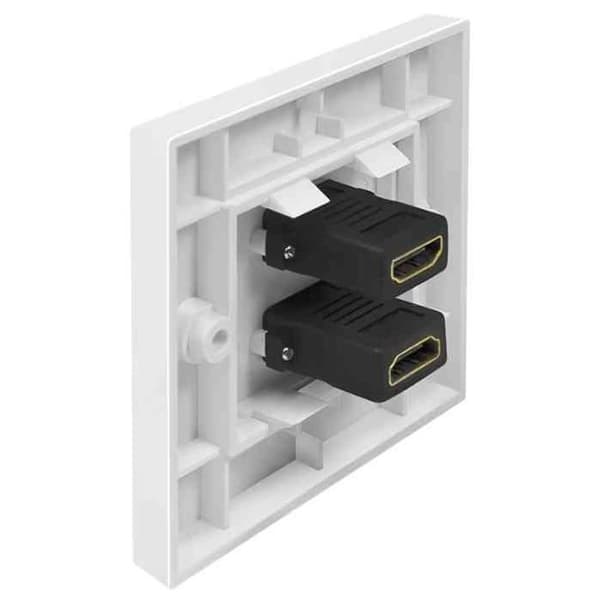 HDMI frontplatta, 2x HDMI hona-HDMI hona, vit