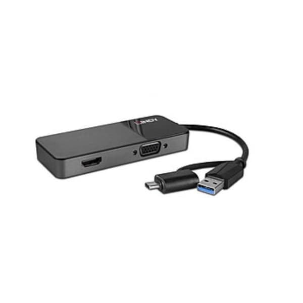 USB 3.0 Typ A &amp; C till HDMI &amp; VGA Converter Svart