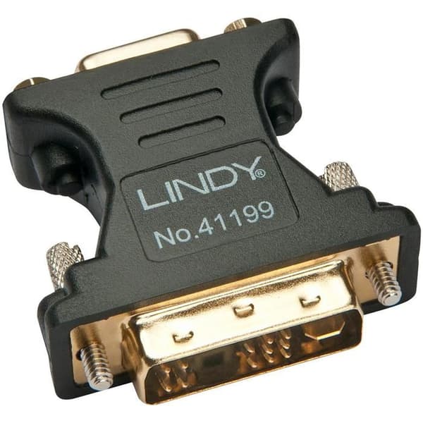 DVI/VGA-adapter - LINDY - DVI-I till HD15 - Svart - Analog - VGA-skärm
