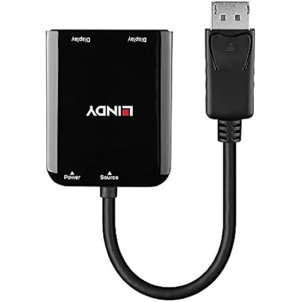DisplayPort Hub till 2 HDMI-portar - LINDY - Adapter - 2 x 4K 30 Hz - AMD/NVIDIA/Intel-kompatibel - Svart