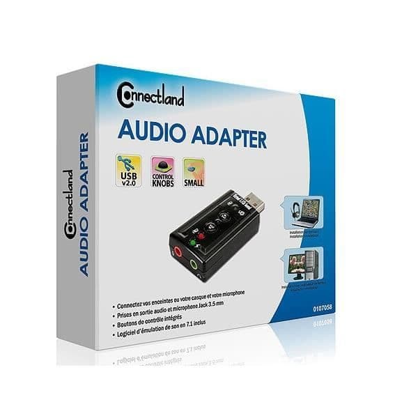 Connectland AD-USB-TO-AUDIO-MIN USB-ljudadapter - Svart