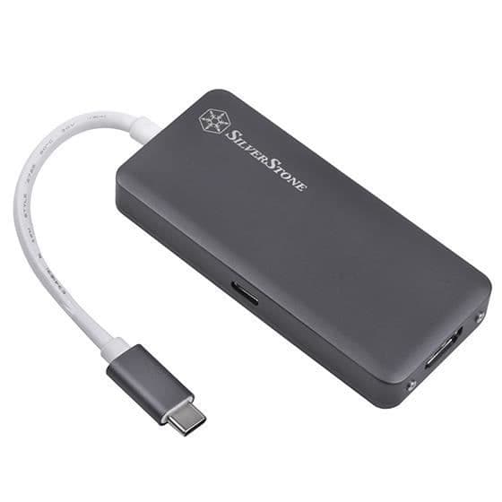 SilverStone SST-EP14C - USB 3.1 Type-C Gen1 till HDMI-adapter (upplösning upp till 4096 x 2160 @ 30Hz), 3x USB 3.1 Gen. 1 Typ-A, 1x