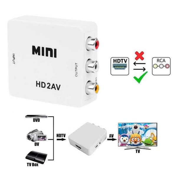 HDMI till komposit AV RCA CVBS Video Audio Adapter 1080p Vit för PC Laptop TV Full HD HDMI2AV Converter