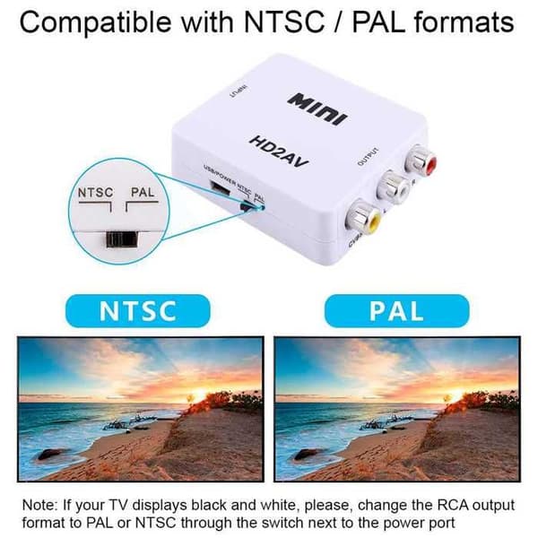 HDMI till komposit AV RCA CVBS Video Audio Adapter 1080p Vit för PC Laptop TV Full HD HDMI2AV Converter