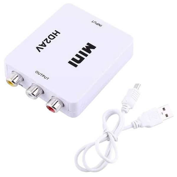 HDMI till komposit AV RCA CVBS Video Audio Adapter 1080p Vit för PC Laptop TV Full HD HDMI2AV Converter